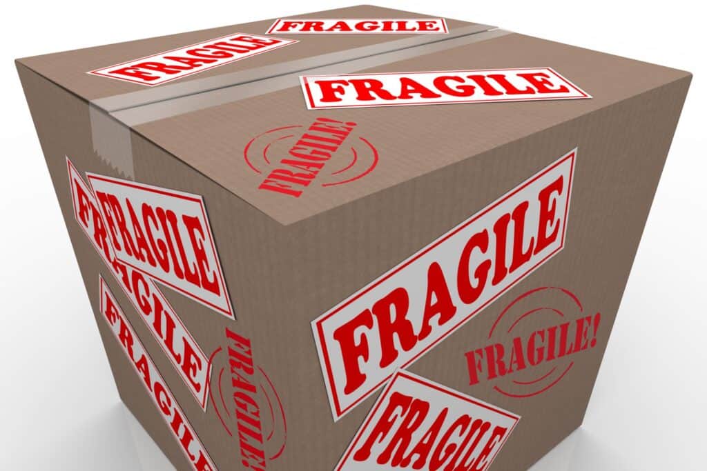 A box labelled, 'Fragile'