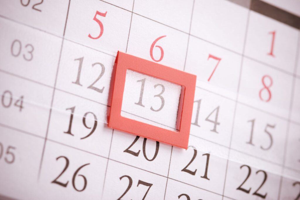 A calendar marked with the present date