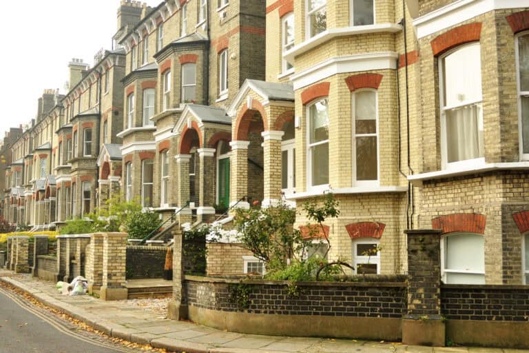 A row of modern urban houses in England