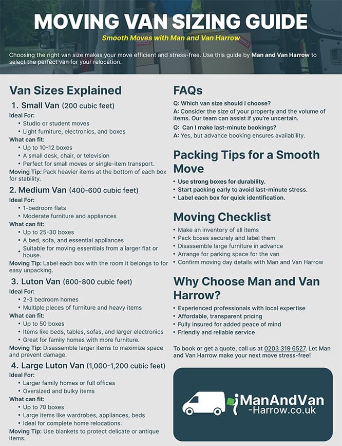 Harrow Van Sizing Guide